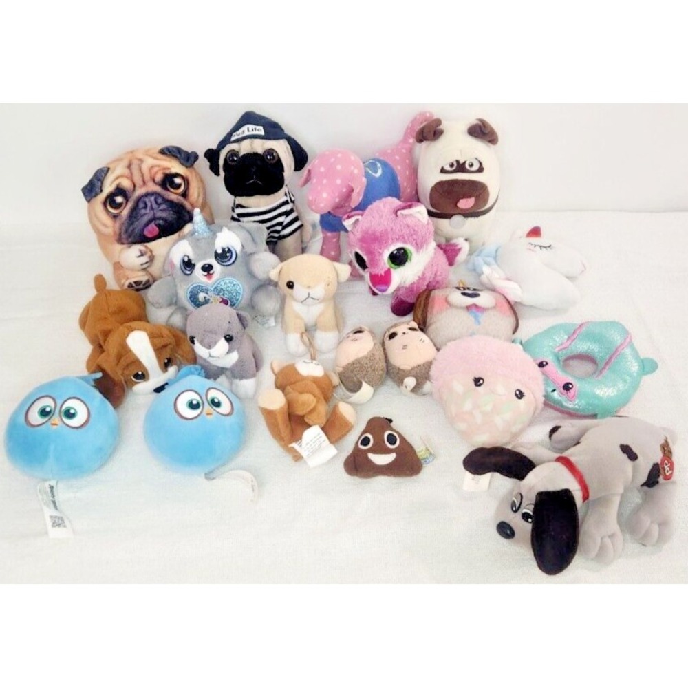 Lot of Plushies Stuffed Animal Doll Toys Doug the Pug Pound Puppies 20 Toys